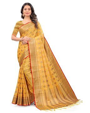 Geometric Woven Saree with Blouse Piece