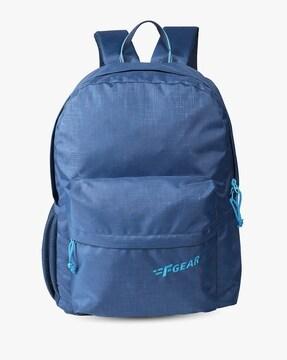 Logo Print Backpack with Water Resistant