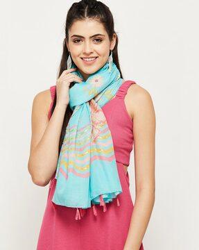 Embellished Scarf with Tassels