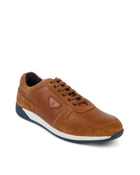 Genuine Leather Lace-Up Sneakers