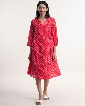 Leheriya Print A-Line Wrap Dress