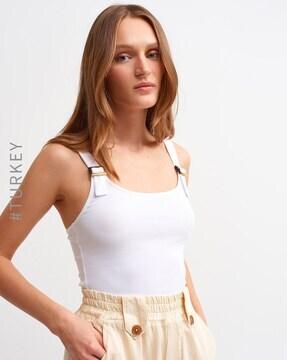 Fitted Cami Top with Buckle Straps
