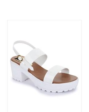 Chunky Heeled Sandals with Buckle Closure