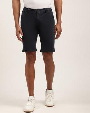 Mid-Rise Flat-Front Shorts