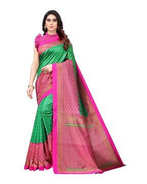 Saree with Floral Woven Motifs