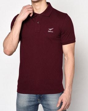 Embroidered Collar-Neck Polo T-shirt