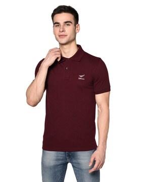 Solid Collar-Neck Polo T-shirt
