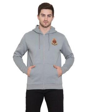 Logo Embroidered Zip-Front Hoodie