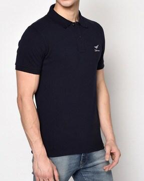 Embroidered Collar-Neck Polo T-shirt
