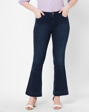 Lightly Washed High-Rise Flared Jeans