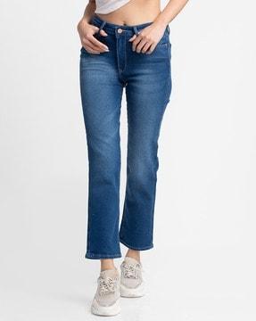 Lightly Washed Straight Fit Jeans