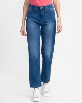 Lightly Washed High-Rise Jeans