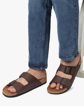 Dual-Strap Sandals with Buckle Closure