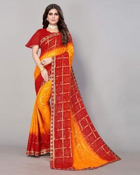 Floral Print Saree with Lace Border