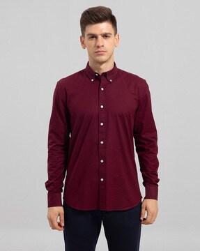 Shirt with Button-Down Collar