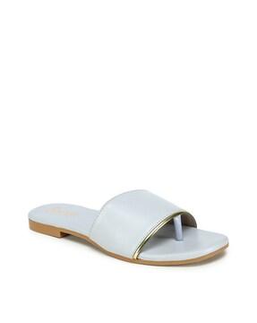 Toe-Ring Slip-On Flat Sandals