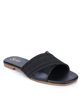 Criss-Cross Strap Slip-On Flat Sandals
