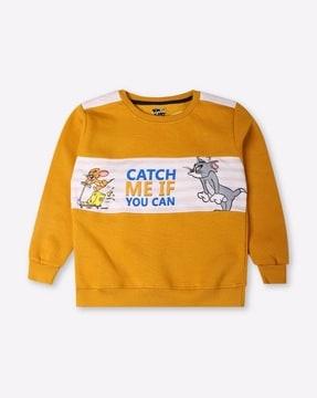 Tom & Jerry Print Crew-Neck Sweatshirt