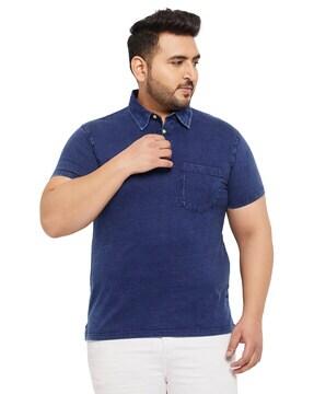 Washed Polo T-Shirt with Patch Pocket