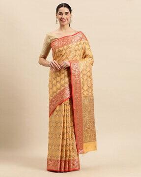 Embellished Woven Work Saree with Blouse Piece