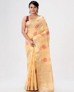 Yellow Kora Silk Saree With Blouse Piece Traditional Saree