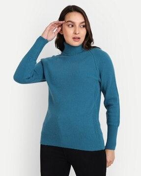 High-Neck Pullover Sweater
