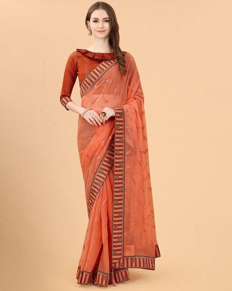 Embellished Saree with Lace Border