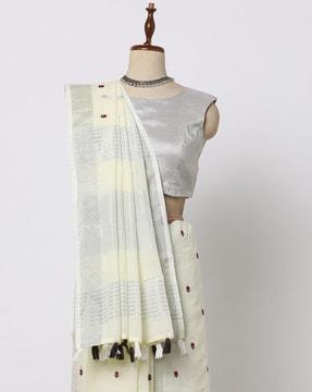 Embroidered Linen Butti Saree with Blouse