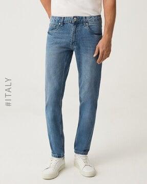 Heavily Washed Relaxed Fit Jeans