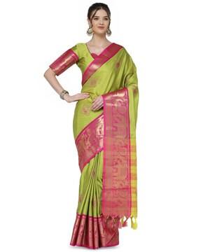 Floral Pattern Saree with Tassels