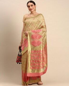 Floral Pattern Handloom Woven Saree