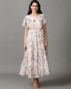 Floral Print Fit & Flared Dress