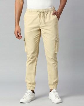 Flat-Front Joggers with Drawstring Waist