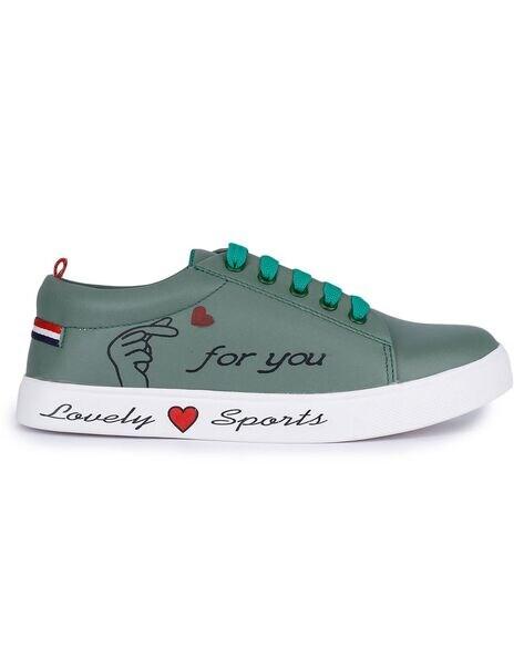 Typographic Print Lace-Ups Casual Shoes