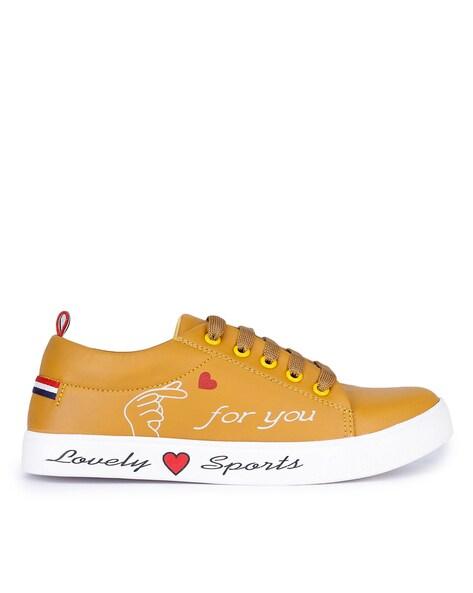 Typographic Print Lace-Up Casual Shoes