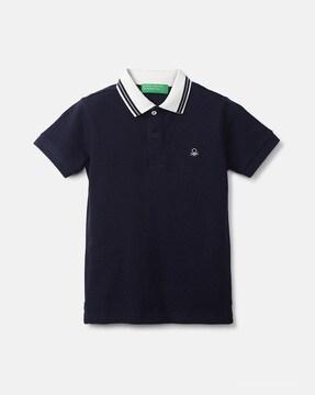 Cotton Polo T-Shirt with Logo Embroidery