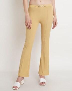 Flat-Front Bootcut Trousers