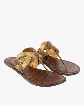 T-Strap Sandals with Croc-Embossed Footbed