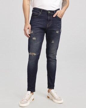 Lightly-Distressed Skinny Fit Jeans