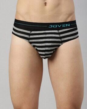 Striped Briefs with Contrast Waistband