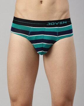 Striped Briefs with Contrast Waistband