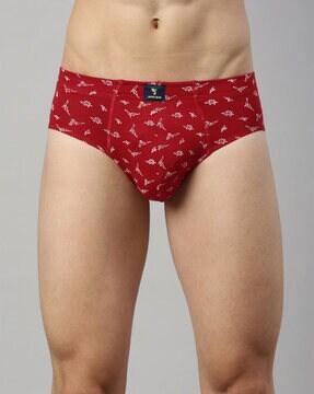 Printed Briefs with Elasticated Waist