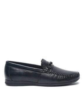 Round-Toe Loafers with Metal Accent