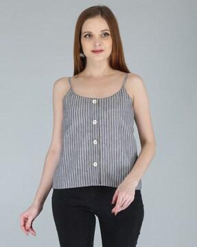 Striped Top with Button Closure