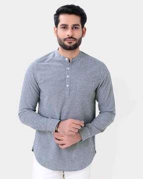 Checked Kurta with Patch Pocket