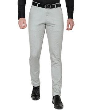 Textured Slim Fit Flat-Front Chinos