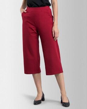 Mid-Rise Flat-Front Culottes with Insert Pockets