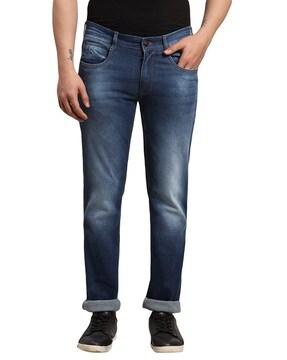 Slim Tapered Fit Jeans with Light Whiskers