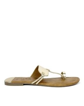 Toe-Ring Sandals with Contrast Strap