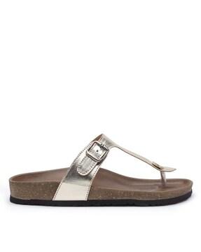 T-strap Sandals with Synthetic upper